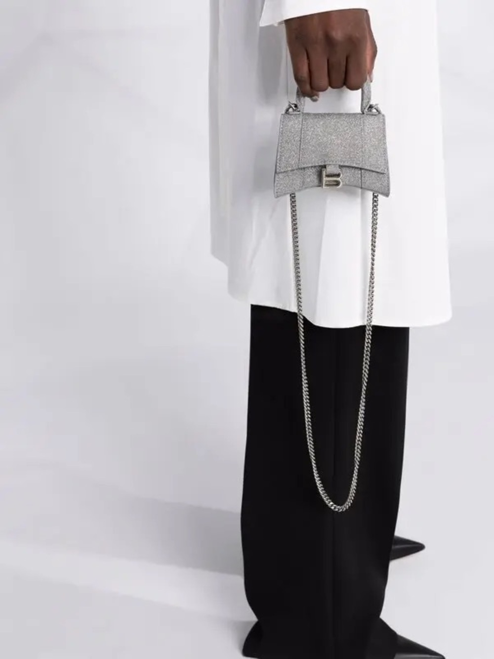 Balenciaga Silver Glitter Hourglass XS Nano Mini Bag - Picture 11 of 13
